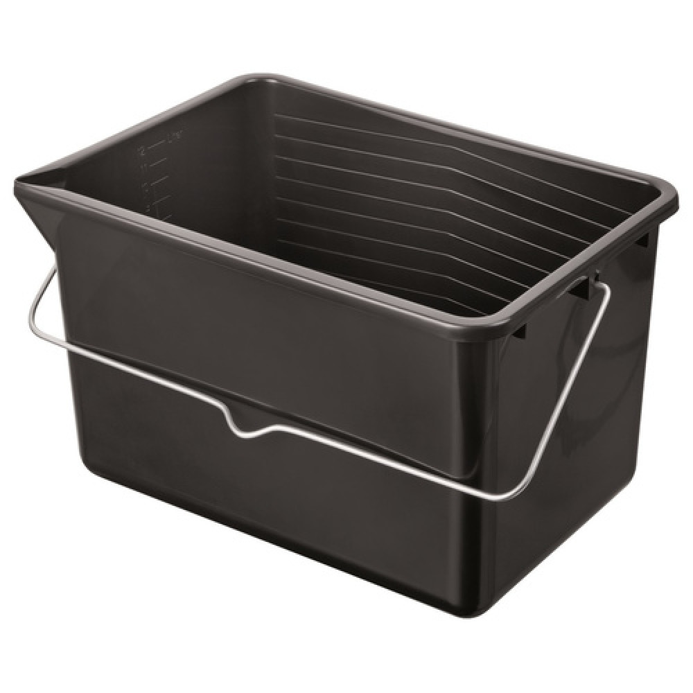 Paint bucket plastic black 8 ltr. with Spout